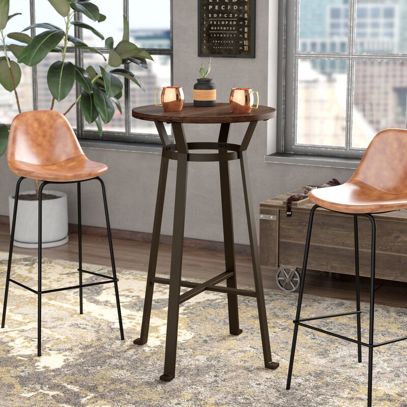 Rustic Overstreet Bar Height 23.62'' Iron Dining Table