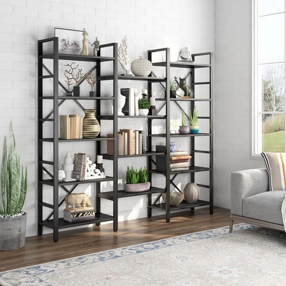 1 - Etagere Bookcase Open Vintage Large 5-Tiers 14 shelves Bookshelf Provides Ample Storage Room and Display Space for Books, Trophies, Framed Photos