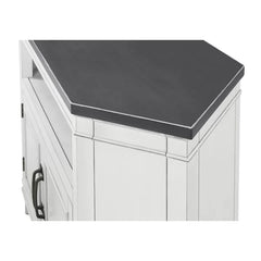 White/Gray Paille Corner TV Stand for TVs up to 55" Solid Engineered Wood with Cable Management