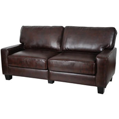 Palisades 72'' Faux Leather Square Arm Sofa with Reversible Cushions