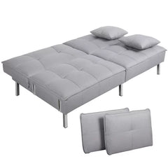 Gray Linen Palmgrass Full 77.95'' Wide Linen Tufted Back Convertible Sofa