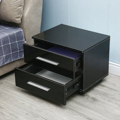 Black Palmira 19.6'' Tall 2 - Drawer Nightstand 2-Tier Bedside Table with LED Lights