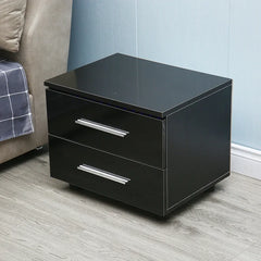 Black Palmira 19.6'' Tall 2 - Drawer Nightstand 2-Tier Bedside Table with LED Lights