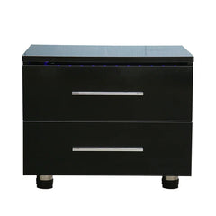 Black Palmira 19.6'' Tall 2 - Drawer Nightstand 2-Tier Bedside Table with LED Lights