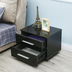 Black Palmira 19.6'' Tall 2 - Drawer Nightstand 2-Tier Bedside Table with LED Lights