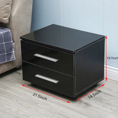 Black Palmira 19.6'' Tall 2 - Drawer Nightstand 2-Tier Bedside Table with LED Lights