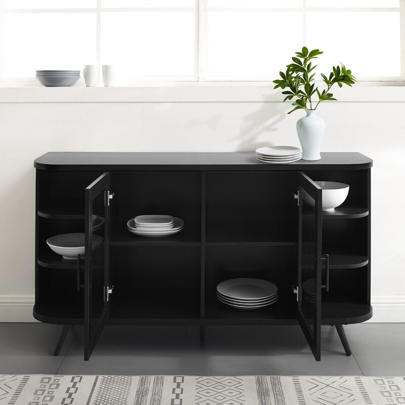 Black Palombo 58'' Wide Sideboard Delivers Sleek Storage and Display Space