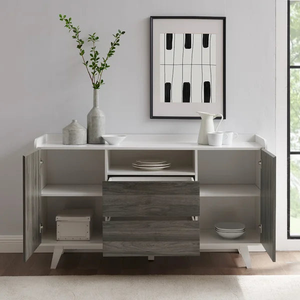 Slate Gray/White Palomino 58'' Wide 2 Drawer Sideboard