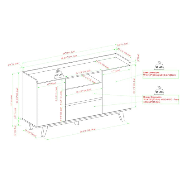 Palomino 58'' Wide 2 Drawer Sideboard Perfect Storage and Display Space