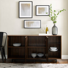 Dark Walnut Palos 60'' Wide Sideboard Engineered Wood with Natural Wood Grain