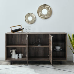 Gray Wash Palos 60'' Wide Sideboard Made of Engineered Wood with Natural