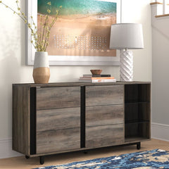 Gray Wash Palos 60'' Wide Sideboard Made of Engineered Wood with Natural