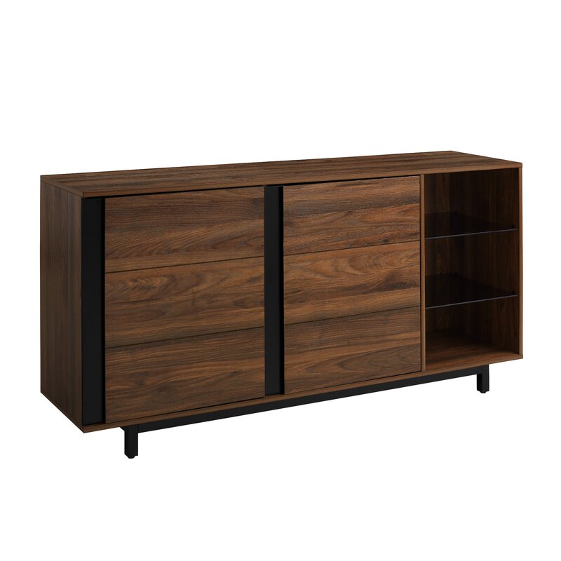 Dark Walnut Palos 60'' Wide Sideboard Engineered Wood with Natural Wood Grain