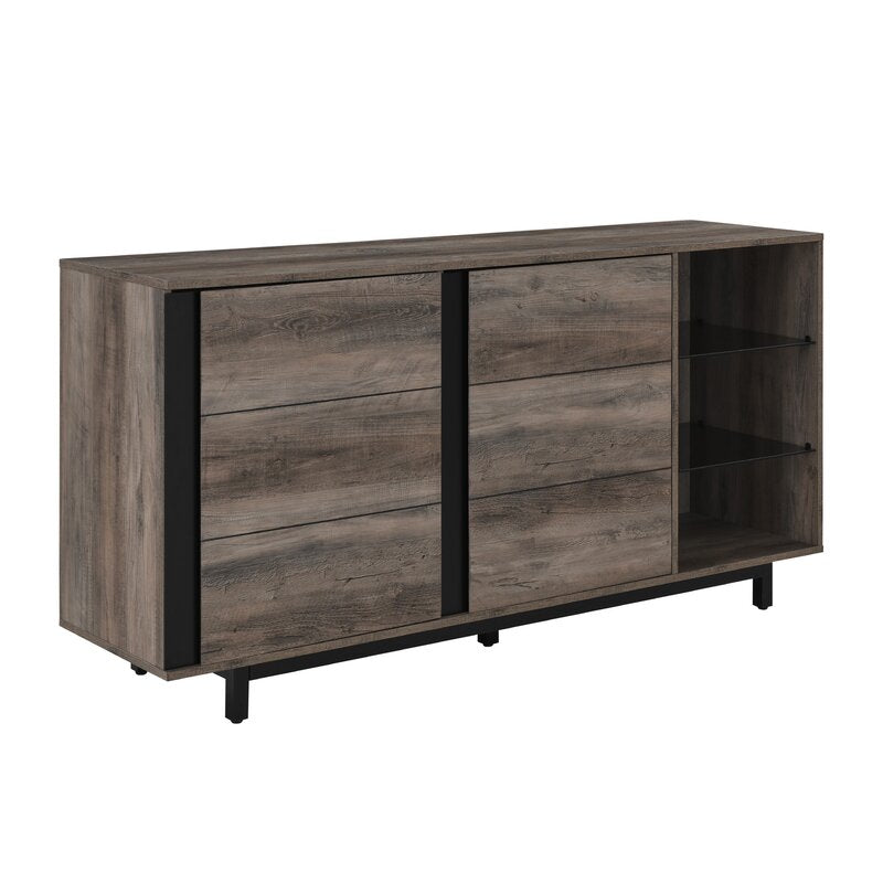 Gray Wash Palos 60'' Wide Sideboard Made of Engineered Wood with Natural