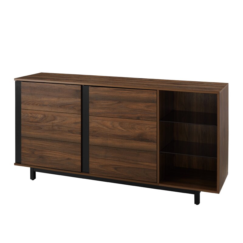 Dark Walnut Palos 60'' Wide Sideboard Engineered Wood with Natural Wood Grain