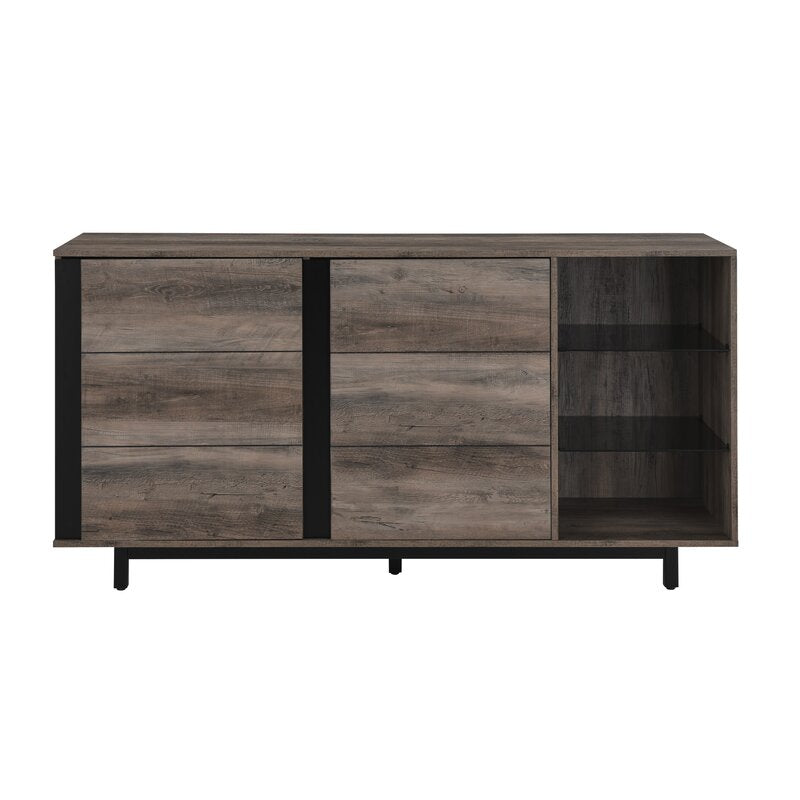 Gray Wash Palos 60'' Wide Sideboard Made of Engineered Wood with Natural
