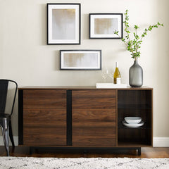 Dark Walnut Palos 60'' Wide Sideboard Engineered Wood with Natural Wood Grain