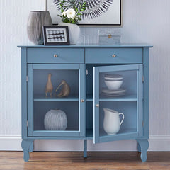 Blue Pandora 42'' Wide 2 Drawer Server Blend of Solid and Manufactured Wood