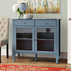 Blue Pandora 42'' Wide 2 Drawer Server Blend of Solid and Manufactured Wood