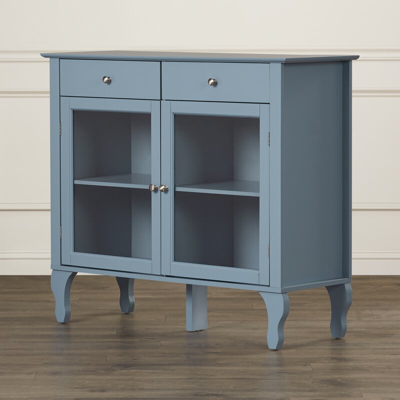 Blue Pandora 42'' Wide 2 Drawer Server Blend of Solid and Manufactured Wood