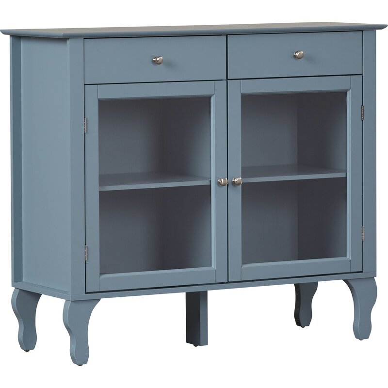 Blue Pandora 42'' Wide 2 Drawer Server Blend of Solid and Manufactured Wood