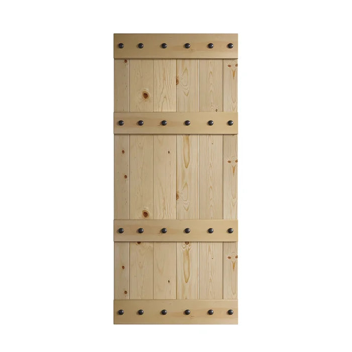 36" x 84" Unfinished Paneled Wood Castle Series Barn Door without Installation Hardware Kit