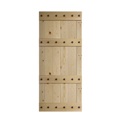 36" x 84" Unfinished Paneled Wood Castle Series Barn Door without Installation Hardware Kit