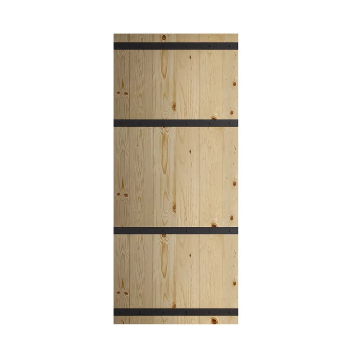 36" x 84" Unfinished Paneled Wood Castle Series Barn Door without Installation Hardware Kit
