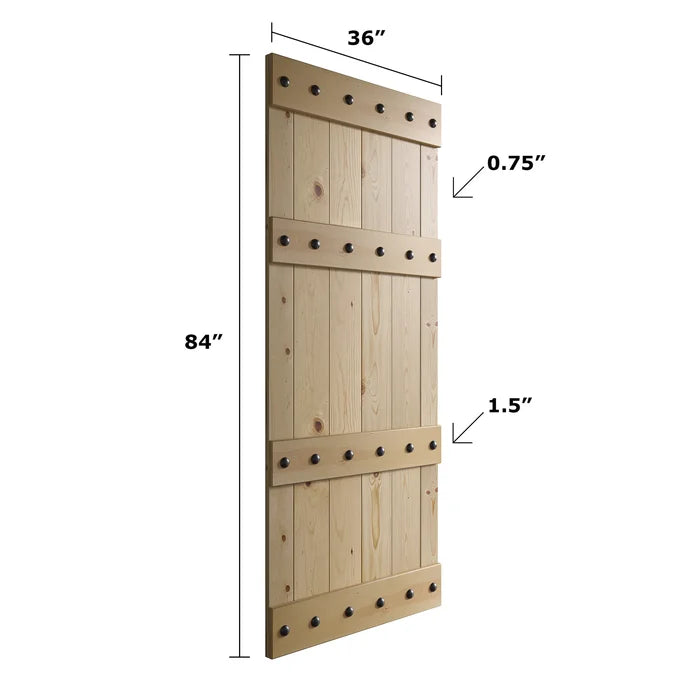 36" x 84" Unfinished Paneled Wood Castle Series Barn Door without Installation Hardware Kit