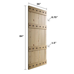 36" x 84" Unfinished Paneled Wood Castle Series Barn Door without Installation Hardware Kit