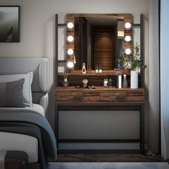 Brown/Black Paralimni 35.43'' Wide Vanity with Mirror