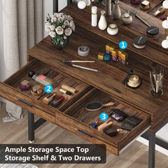 Brown/Black Paralimni 35.43'' Wide Vanity with Mirror