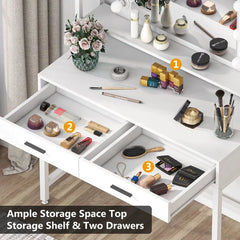 White Paralimni 35.43'' Wide Vanity with Mirror Solid Manufactured Wood