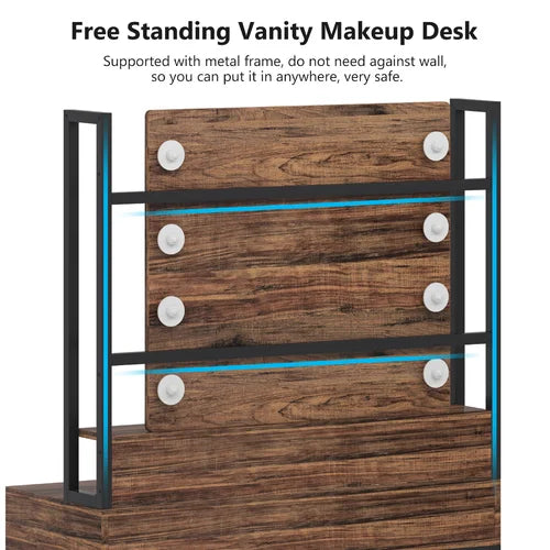 Brown/Black Paralimni 35.43'' Wide Vanity with Mirror