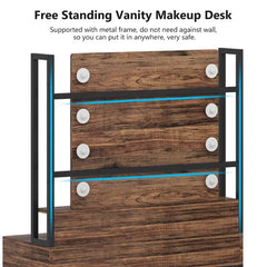 Brown/Black Paralimni 35.43'' Wide Vanity with Mirror