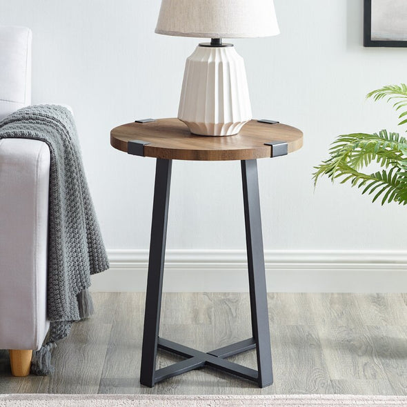 23'' Tall Cross Legs End Table Perfect for Living Room X-Frame Base is Crafted From Metal