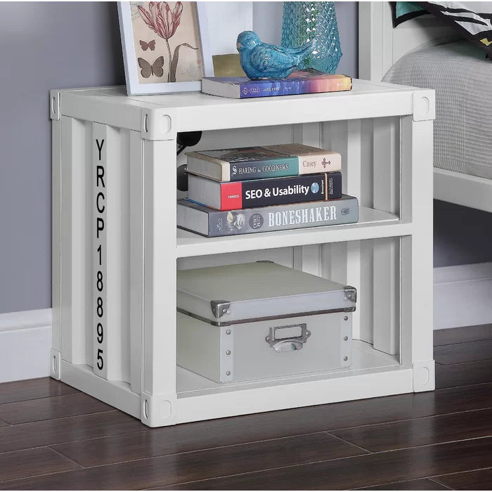 White Parke 20'' Tall Metal Nightstand Perfect Organize