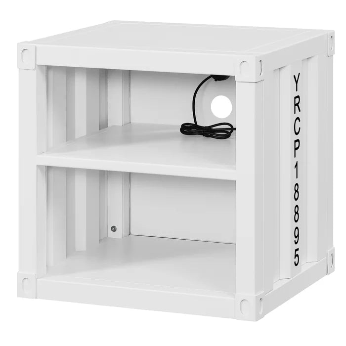 White Parke 20'' Tall Metal Nightstand Perfect Organize
