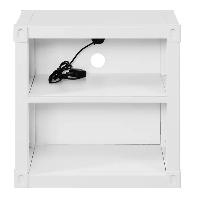 White Parke 20'' Tall Metal Nightstand Perfect Organize