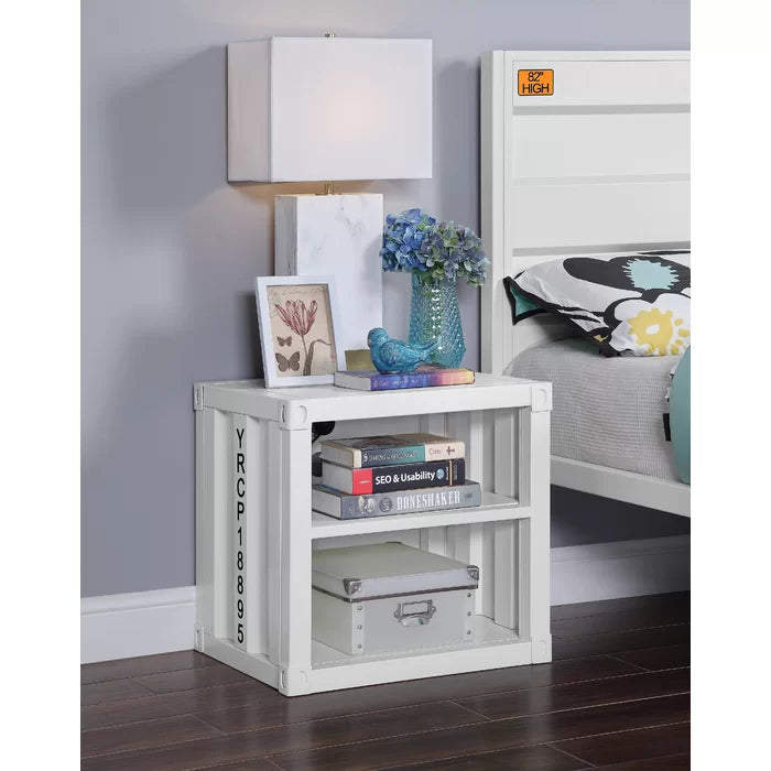 White Parke 20'' Tall Metal Nightstand Perfect Organize