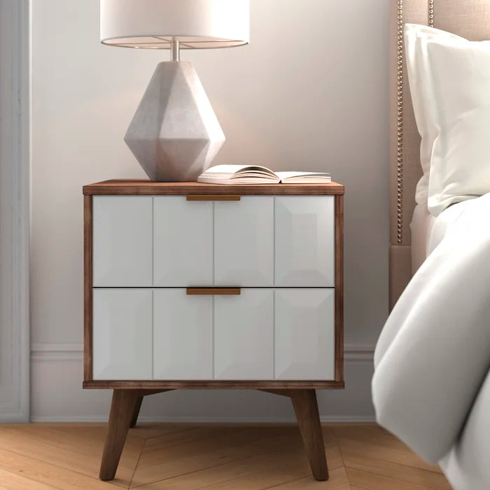 Parthenon 25'' Tall 2 - Drawer Solid Wood Nightstand in Burnished Walnut/White