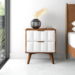 Parthenon 25'' Tall 2 - Drawer Solid Wood Nightstand in Burnished Walnut/White