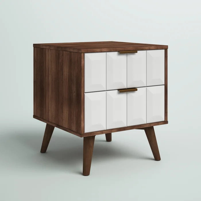 Parthenon 25'' Tall 2 - Drawer Solid Wood Nightstand in Burnished Walnut/White