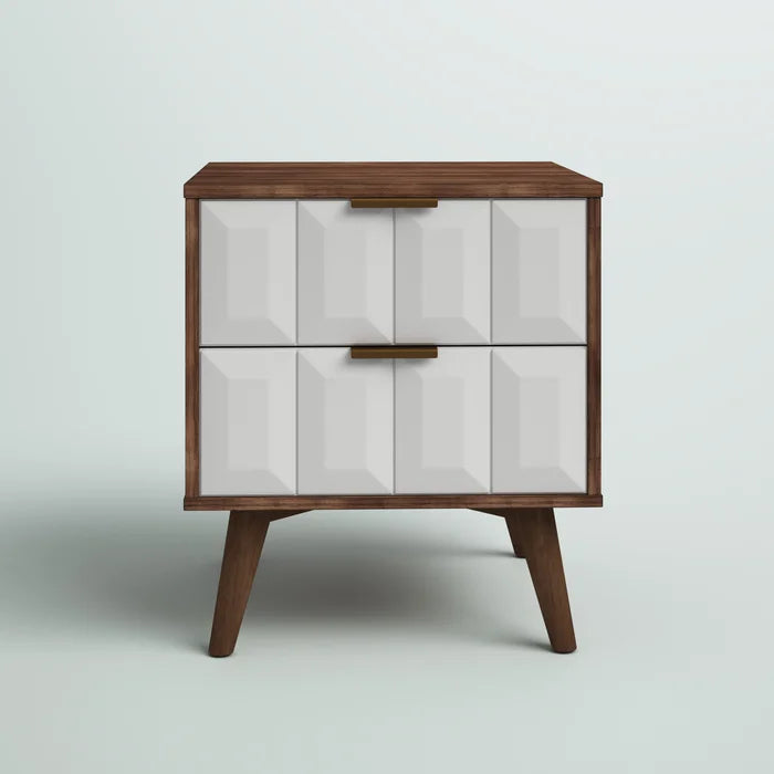 Parthenon 25'' Tall 2 - Drawer Solid Wood Nightstand in Burnished Walnut/White