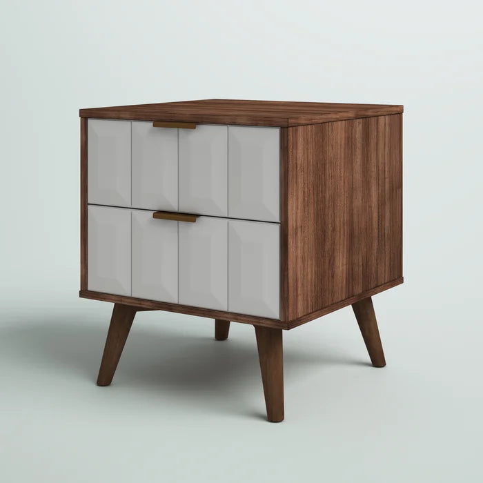 Parthenon 25'' Tall 2 - Drawer Solid Wood Nightstand in Burnished Walnut/White
