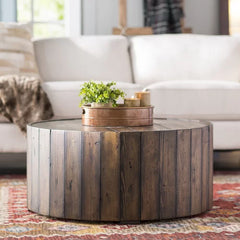 Pasadena Solid Wood Drum Coffee Table Perfect Centerpiece In Your Living Room