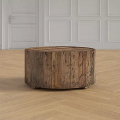 Pasadena Solid Wood Drum Coffee Table Perfect Centerpiece In Your Living Room