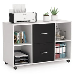White Patchway 39.4'' Wide 2 -Drawer Mobile Lateral Filing Cabinet Design