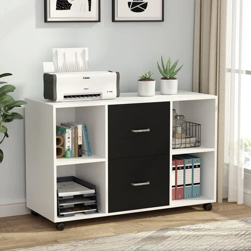 White Patchway 39.4'' Wide 2 -Drawer Mobile Lateral Filing Cabinet Design