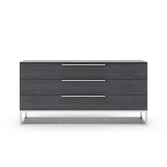 Pattison 3 Drawer 58.25'' W Dresser Dark Gray Finishing and Stainless Steel